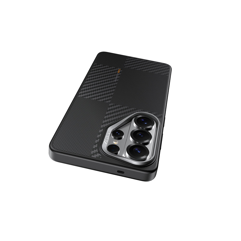 Galaxy S26 Ultra Kılıf M-safe Şarj Özellikli 600D Metal Kamera Çerçeveli Raptic Aramid Dual Serisi Karbon Kapak