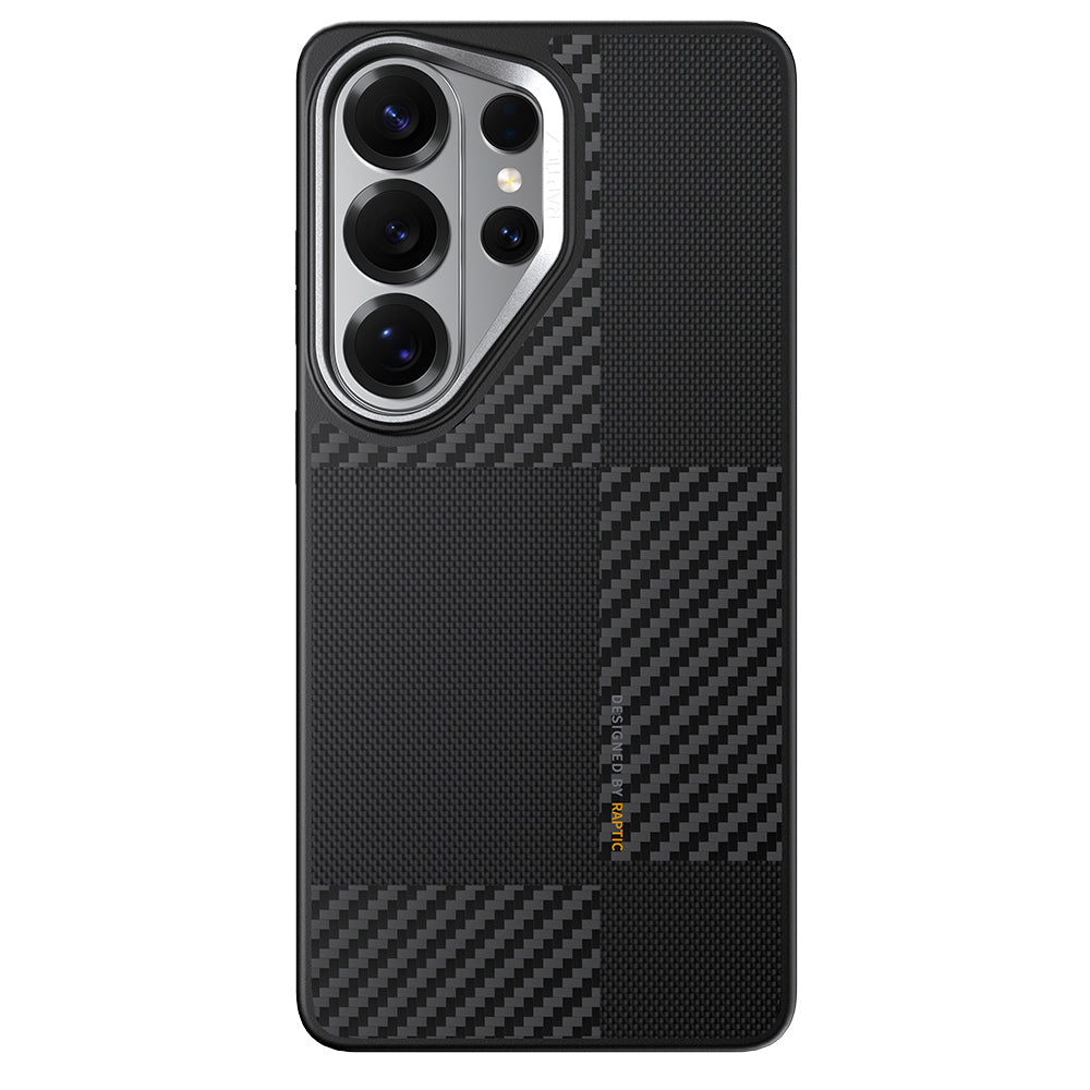 Galaxy S26 Ultra Kılıf M-safe Şarj Özellikli 600D Metal Kamera Çerçeveli Raptic Aramid Dual Serisi Karbon Kapak