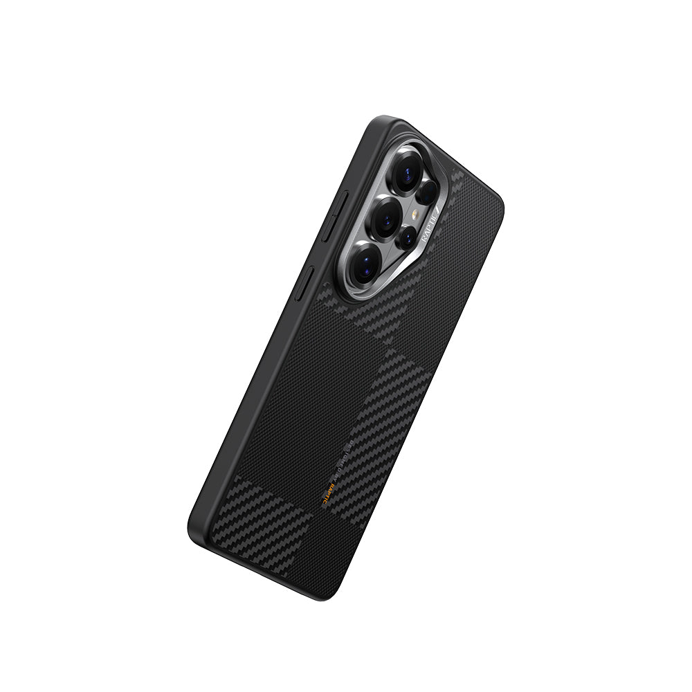 Galaxy S26 Ultra Kılıf M-safe Şarj Özellikli 600D Metal Kamera Çerçeveli Raptic Aramid Dual Serisi Karbon Kapak