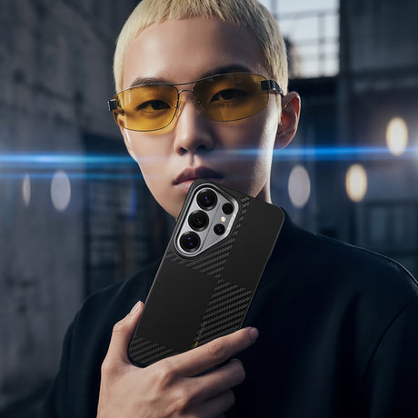 Galaxy S26 Ultra Kılıf M-safe Şarj Özellikli 600D Metal Kamera Çerçeveli Raptic Aramid Dual Serisi Karbon Kapak