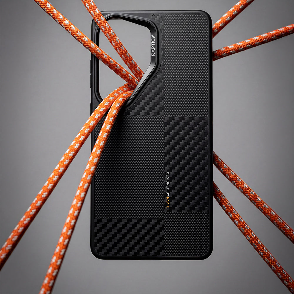 Galaxy S26 Ultra Kılıf M-safe Şarj Özellikli 600D Metal Kamera Çerçeveli Raptic Aramid Dual Serisi Karbon Kapak