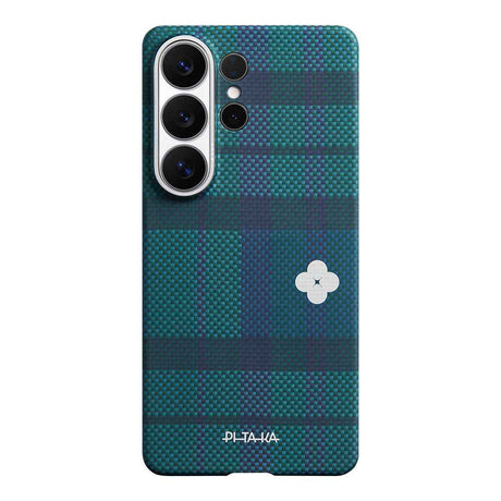 Galaxy S26 Ultra Kılıf M-safe Şarj Özellikli Aramid Karbon Fiber Pitaka Flora in Grid Serisi Kapak