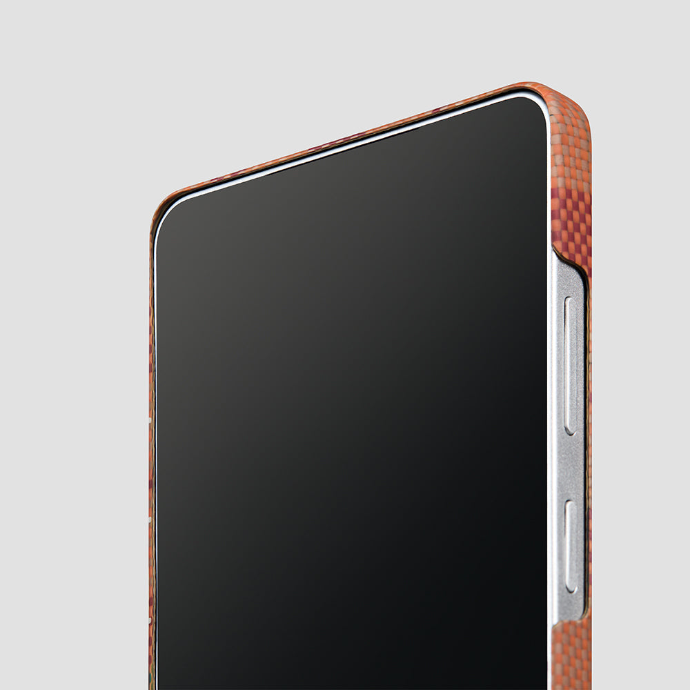 Galaxy S26 Ultra Kılıf M-safe Şarj Özellikli Aramid Karbon Fiber Pitaka Flora in Grid Serisi Kapak