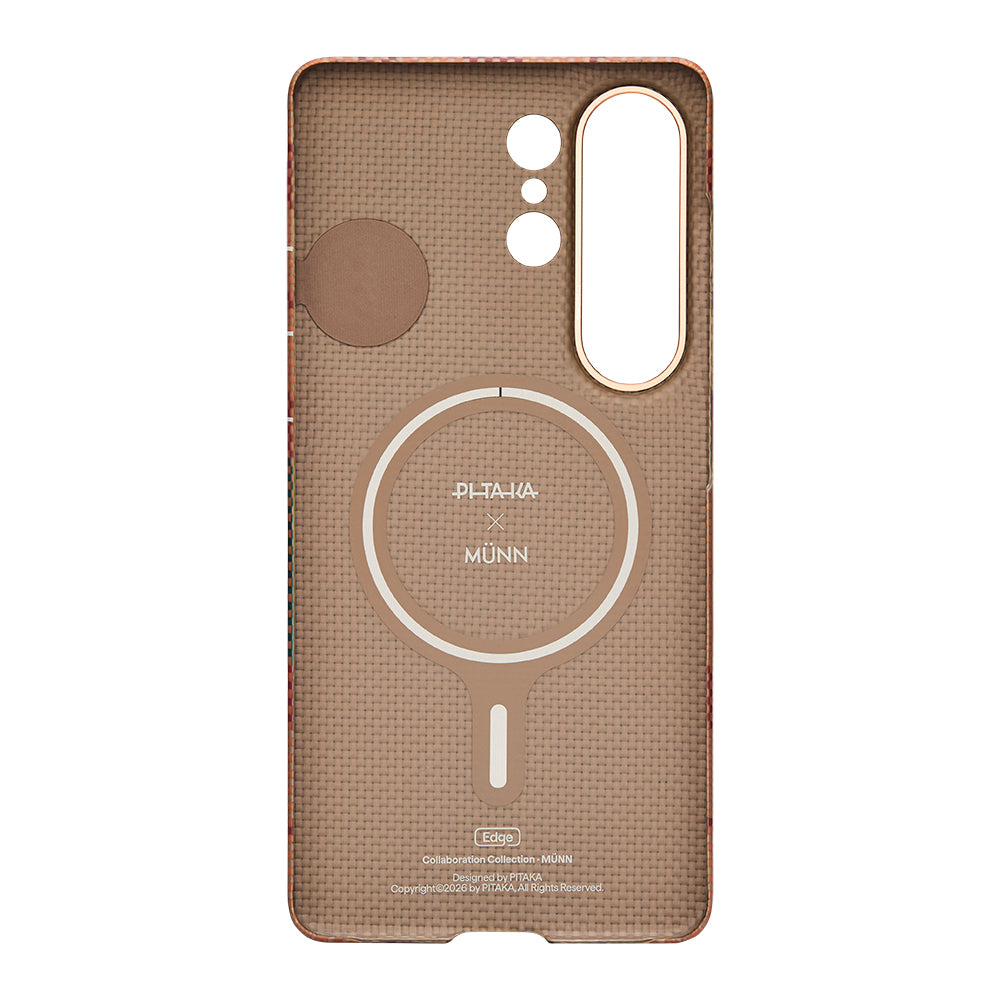Galaxy S26 Ultra Kılıf M-safe Şarj Özellikli Aramid Karbon Fiber Pitaka Flora in Grid Serisi Kapak