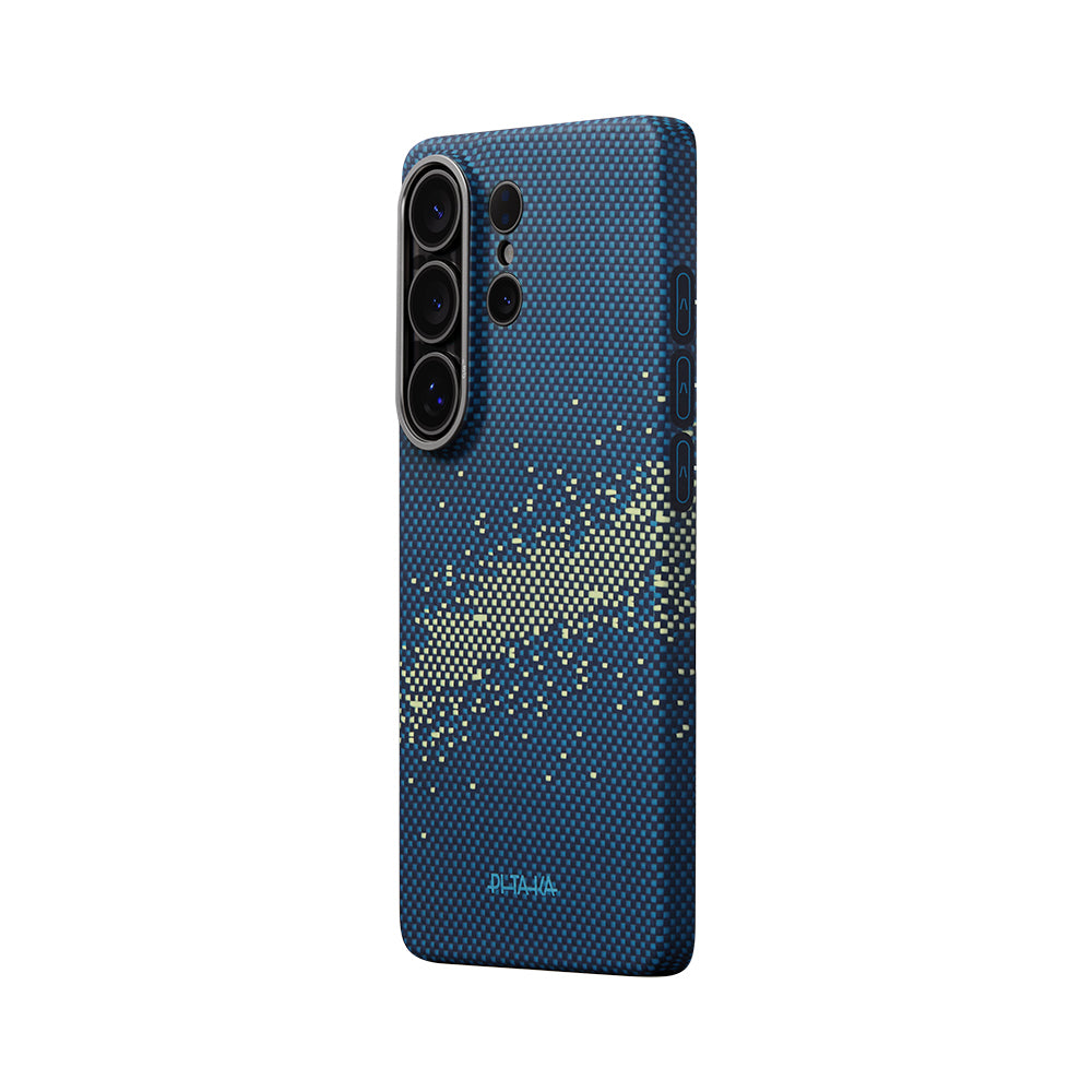 Galaxy S26 Ultra Kılıf M-safe Şarj Özellikli Aramid Karbon Fiber Pitaka Tactile Woven Starpeak Edge Serisi Milky Way Galaxy Kapak