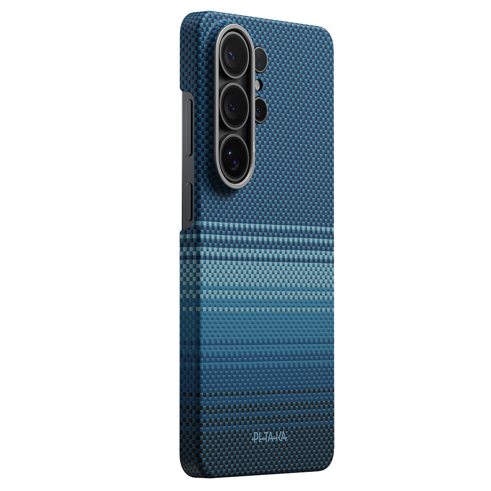 Galaxy S26 Ultra Kılıf M-safe Şarj Özellikli Aramid Karbon Fiber Pitaka Tactile Woven Sunset-Moonrise Serisi Kapak