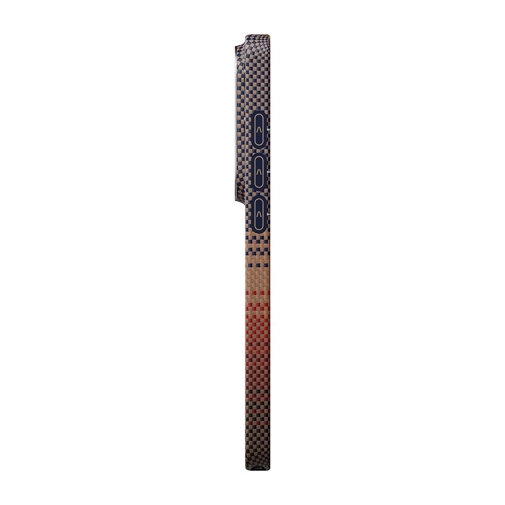 Galaxy S26 Ultra Kılıf M-safe Şarj Özellikli Aramid Karbon Fiber Pitaka Tactile Woven Sunset-Moonrise Serisi Kapak