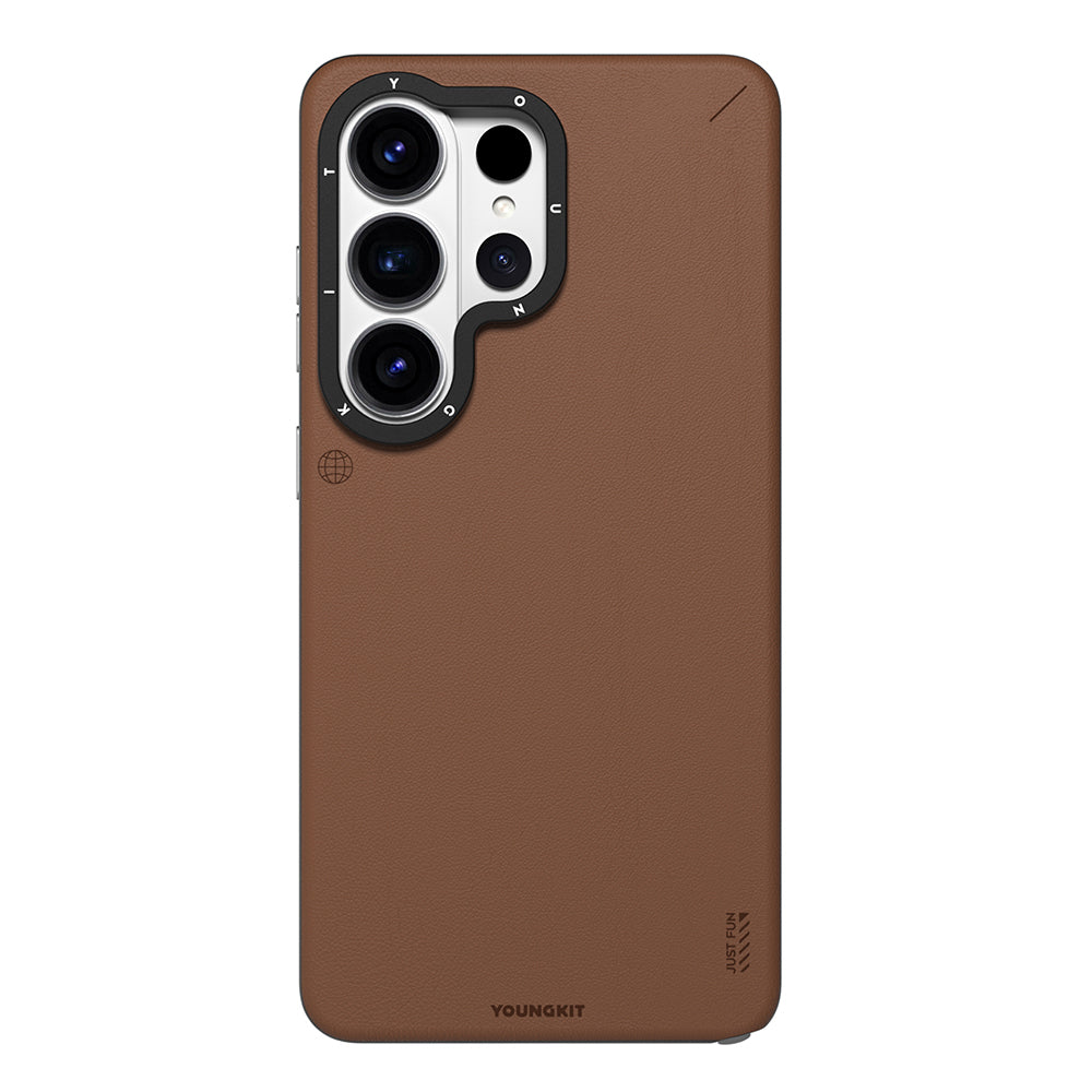 Galaxy S26 Ultra Kılıf M-safe Şarj Özellikli Basit Mat Deri Desenli Youngkit Tech Fashion Serisi Kapak