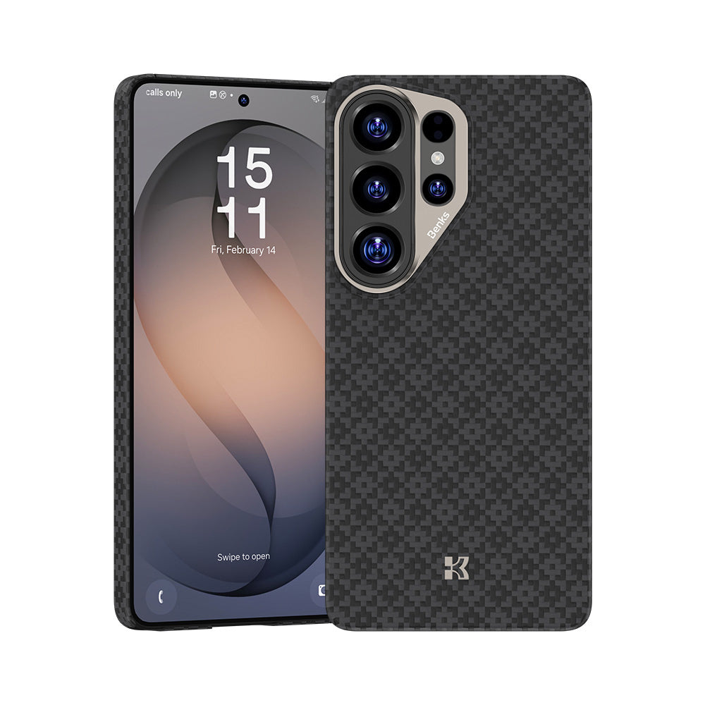 Galaxy S26 Ultra Kılıf M-Safe Şarj Özellikli Benks ArmorAir ArmorGrid Serisi Kevlar Karbon Kapak