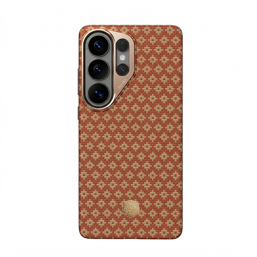 Galaxy S26 Ultra Kılıf M-Safe Şarj Özellikli Benks ArmorAir ArmorGrid Serisi Kevlar Karbon Kapak