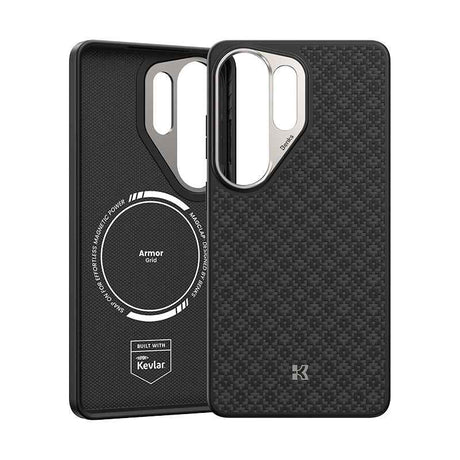 Galaxy S26 Ultra Kılıf M-Safe Şarj Özellikli Benks ArmorPro ArmorGrid Serisi Kevlar Karbon Kapak