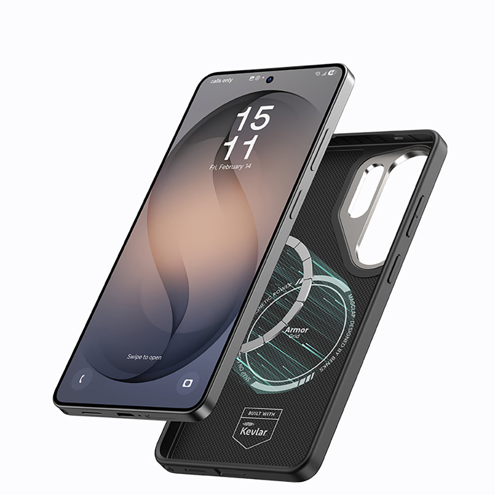 Galaxy S26 Ultra Kılıf M-Safe Şarj Özellikli Benks ArmorPro ArmorGrid Serisi Kevlar Karbon Kapak
