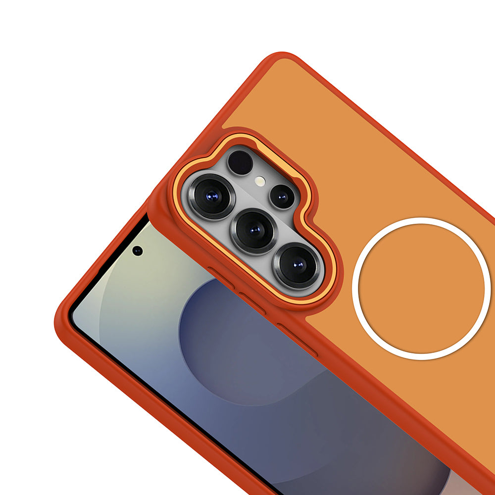 Galaxy S26 Ultra Kılıf M-Safe Şarj Özellikli Metal Kamera Çerçeveli Zore Sanremo Silikon Kapak