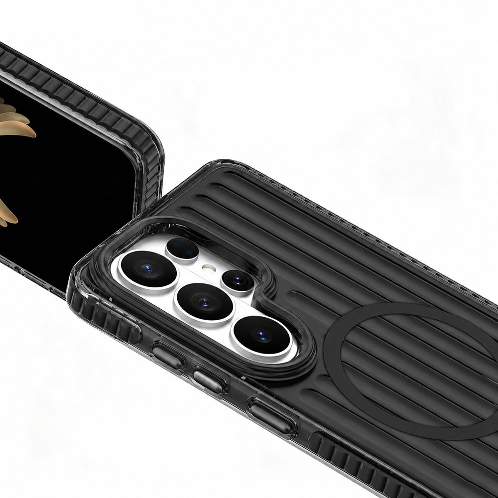 Galaxy S26 Ultra Kılıf M-safe Şarj Özellikli Oyuklu Tasarım Mutural Luggage Serisi Kapak