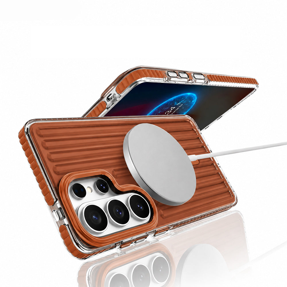 Galaxy S26 Ultra Kılıf M-safe Şarj Özellikli Oyuklu Tasarım Mutural Luggage Serisi Kapak