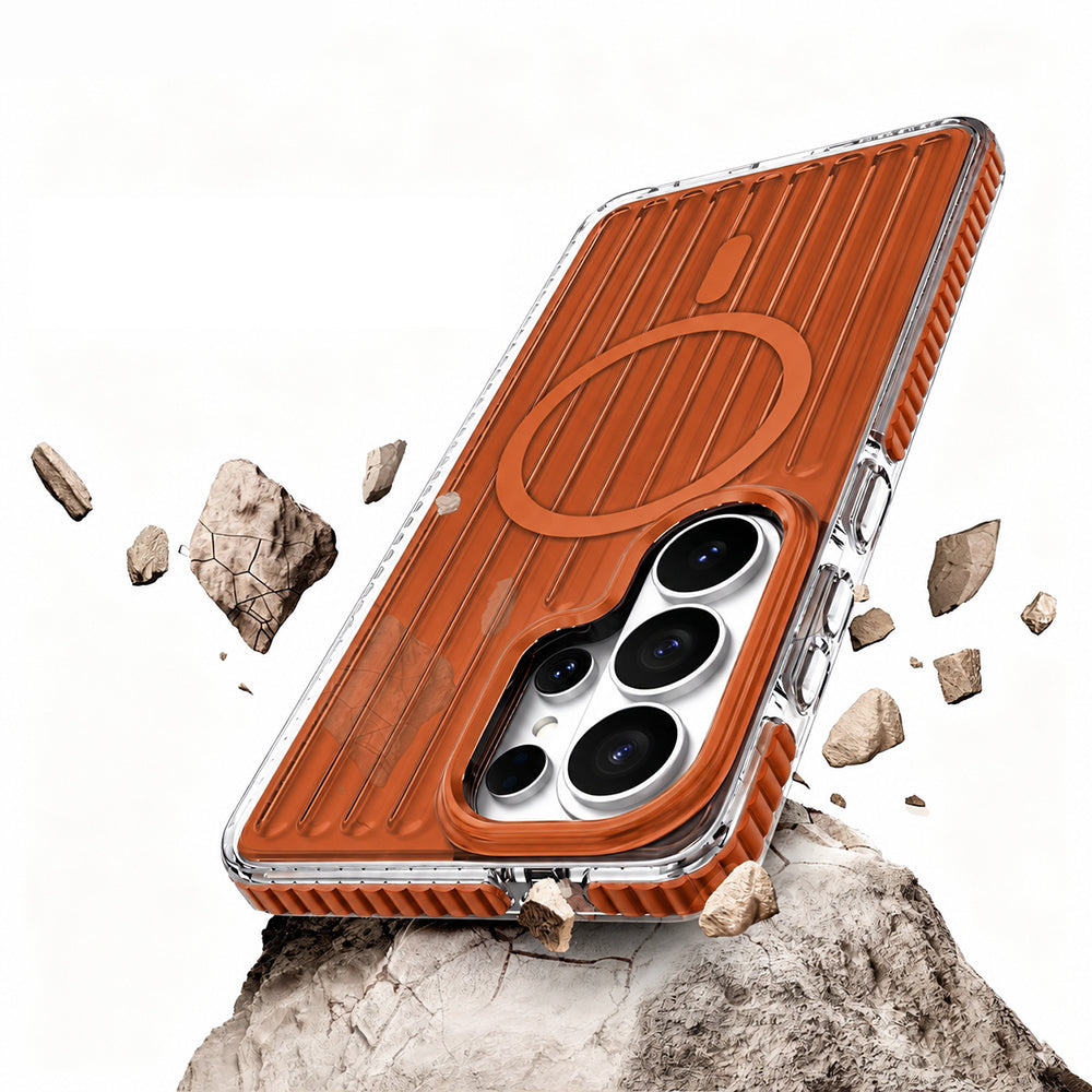 Galaxy S26 Ultra Kılıf M-safe Şarj Özellikli Oyuklu Tasarım Mutural Luggage Serisi Kapak