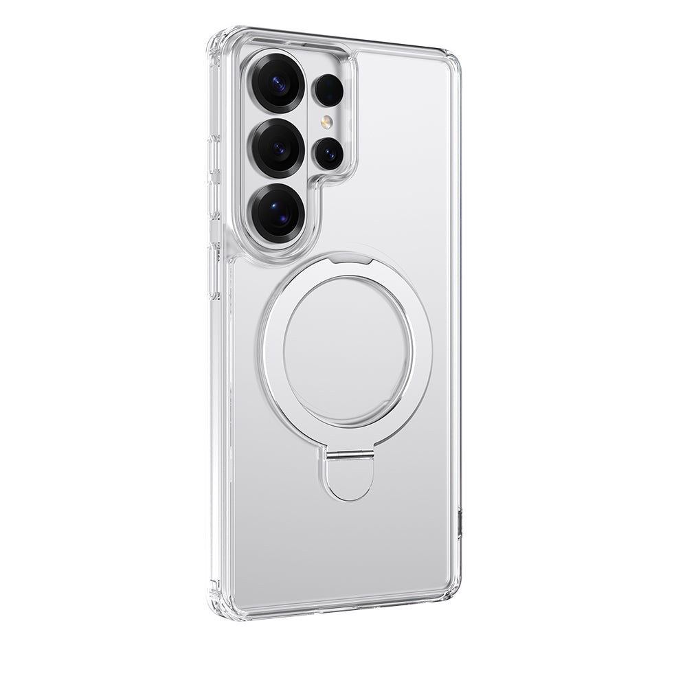 Galaxy S26 Ultra Kılıf M-safe Şarj Özellikli Raptic Air Stand Serisi Buzlu Transparan Tasarımlı Standlı Kapak