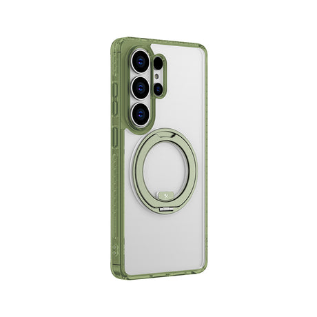 Galaxy S26 Ultra Kılıf M-safe Şarj Özellikli Şeffaf 360 Derece Standlı Amazingthing Titan MagSpin Serisi Kapak