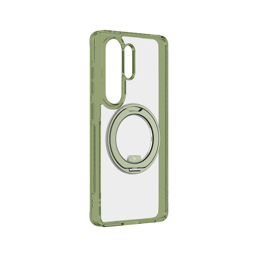 Galaxy S26 Ultra Kılıf M-safe Şarj Özellikli Şeffaf 360 Derece Standlı Amazingthing Titan MagSpin Serisi Kapak