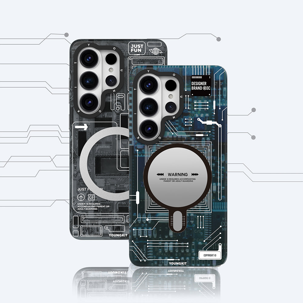 Galaxy S26 Ultra Kılıf M-safe Şarj Özellikli Youngkit 360 Derece Standlı Technology Serisi Kapak
