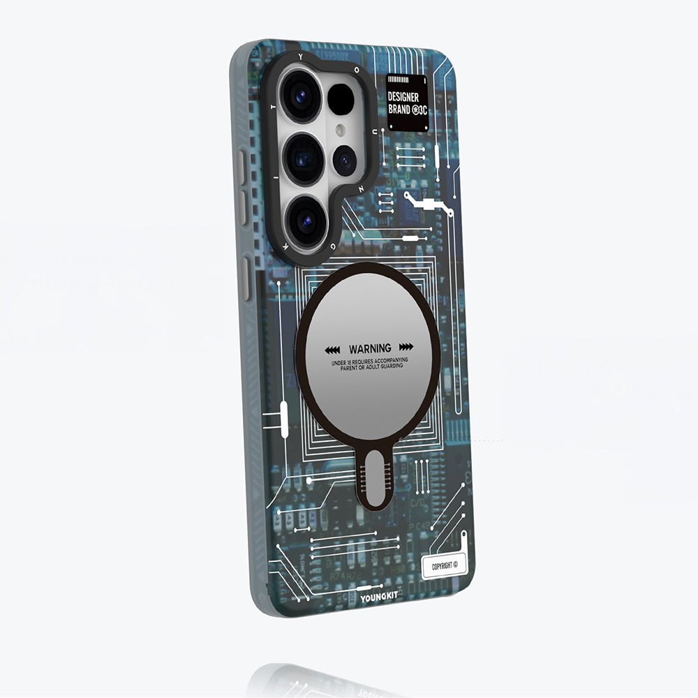 Galaxy S26 Ultra Kılıf M-safe Şarj Özellikli Youngkit 360 Derece Standlı Technology Serisi Kapak