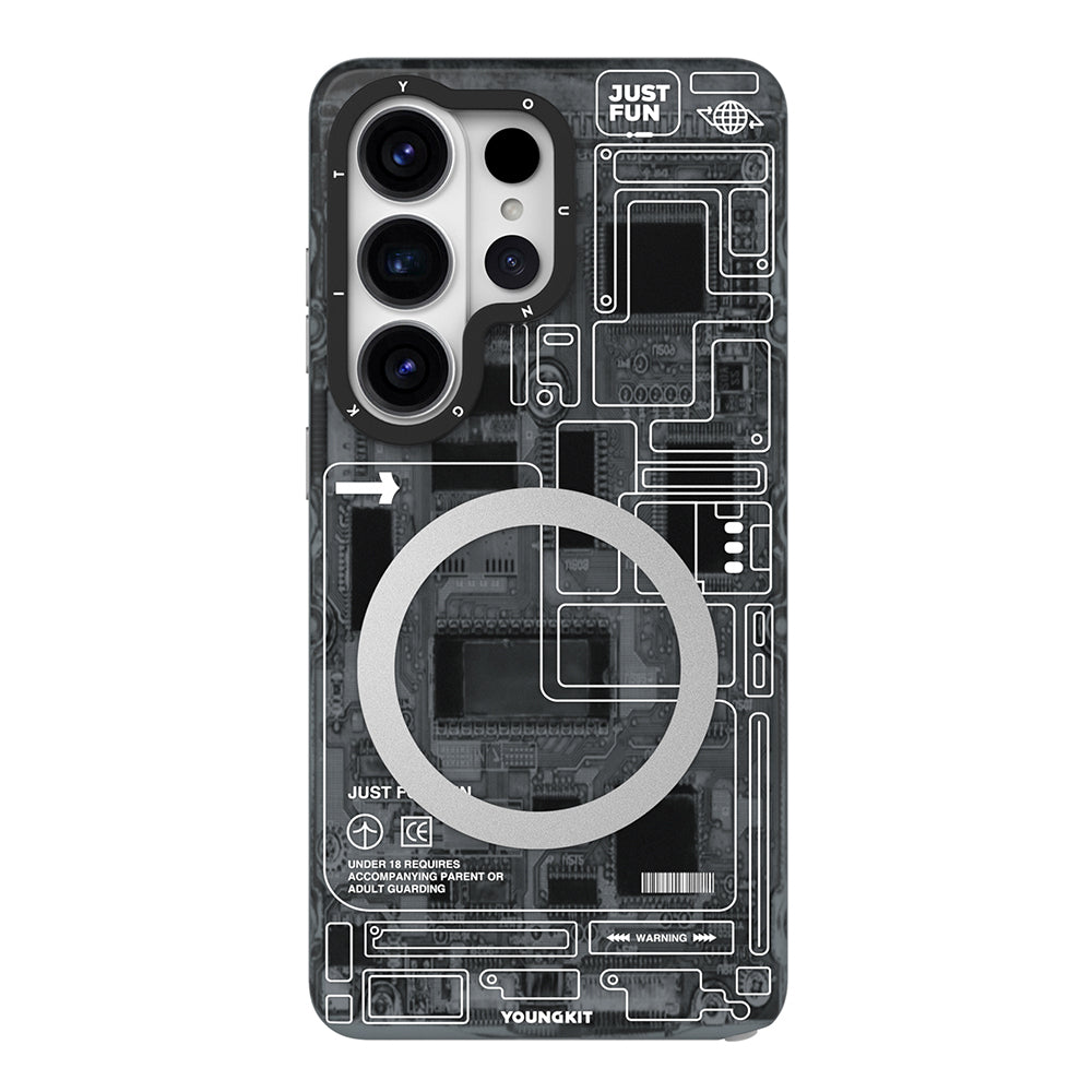 Galaxy S26 Ultra Kılıf M-safe Şarj Özellikli Youngkit 360 Derece Standlı Technology Serisi Kapak