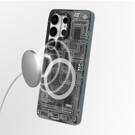 Galaxy S26 Ultra Kılıf M-safe Şarj Özellikli Youngkit 360 Derece Standlı Technology Serisi Kapak