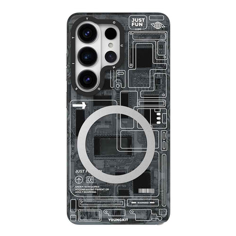 Galaxy S26 Ultra Kılıf M-safe Şarj Özellikli Youngkit 360 Derece Standlı Technology Serisi Kapak