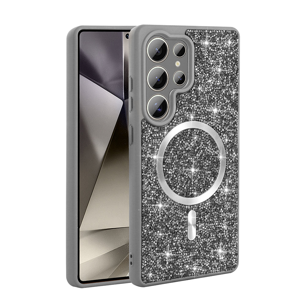 Galaxy S26 Ultra Kılıf Pırlanta Tasarımlı M-safe Şarj Özellikli Zore Mozaik Silikon Kapak