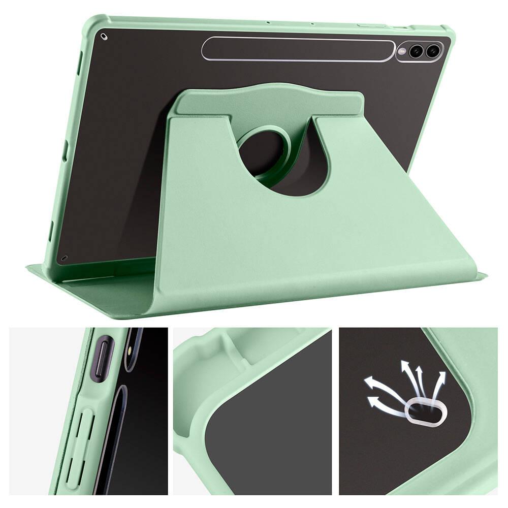Galaxy Tab S10 Plus Kılıf Zore Termik Kalem Bölmeli Dönebilen Standlı Kılıf