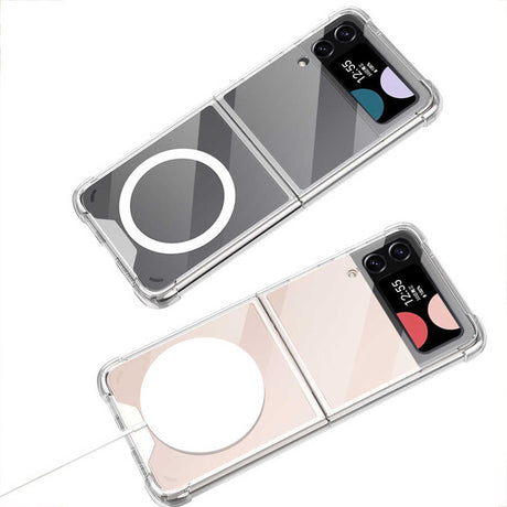 Galaxy Z Flip 4 Kılıf Wireless Şarj Özellikli Airbagli Zore Kıpta Anti Shock M-safe Kapak