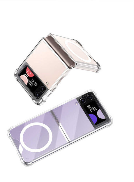 Galaxy Z Flip 4 Kılıf Wireless Şarj Özellikli Airbagli Zore Kıpta Anti Shock M-safe Kapak