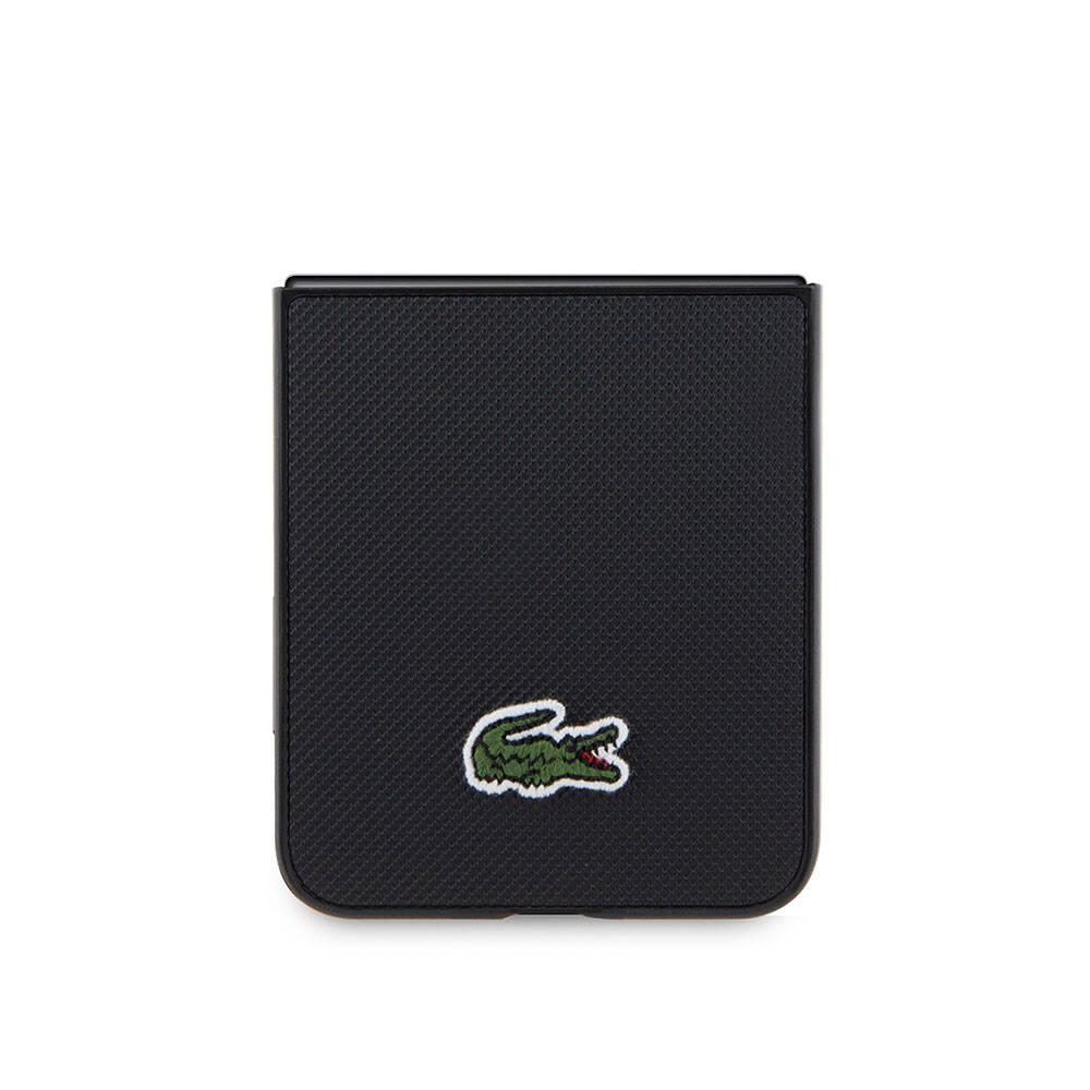 Galaxy Z Flip 5 Kılıf Lacoste Orjinal Lisanslı PU Pike Desenli Arka Yüzey İkonik Timsah Dokuma Logolu Kapak