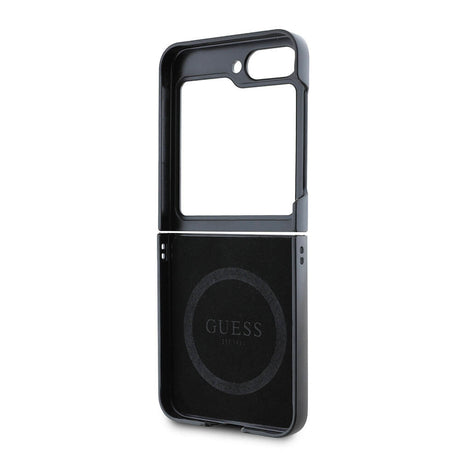 Galaxy Z Flip 6 Kılıf Guess Orjinal Lisanslı M-safe Şarj Özellikli Saffiano Metal Logo Kapak