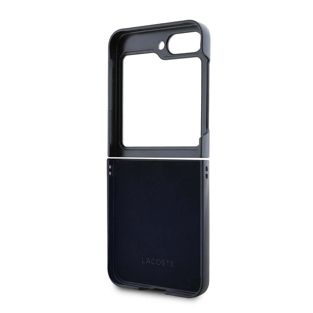 Galaxy Z Flip 6 Kılıf Lacoste Orjinal Lisanslı M-safe Şarj Özellikli Pike Desenli Arka Yüzey İkonik Timsah Dokuma Logolu Kapak