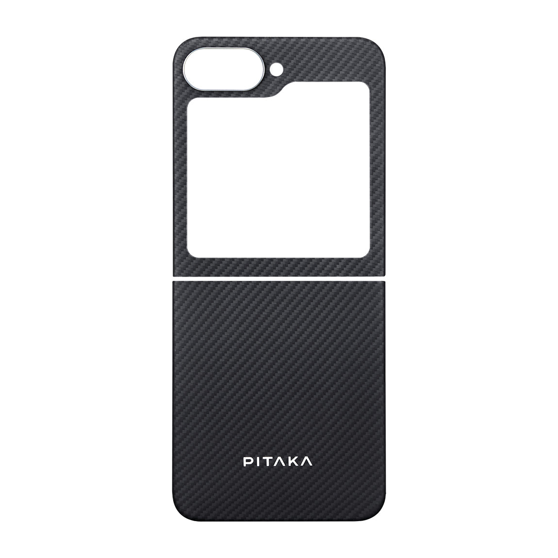 Galaxy Z Flip 6 Kılıf M-safe Şarj Özellikli 600D Aramid Fiber Pitaka Ultra-Slim Classic Serisi Black-Grey Twill Kapak