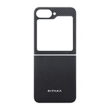 Galaxy Z Flip 6 Kılıf M-safe Şarj Özellikli 600D Aramid Fiber Pitaka Ultra-Slim Classic Serisi Black-Grey Twill Kapak
