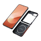 Galaxy Z Flip 6 Kılıf M-safe Şarj Özellikli Aramid Fiber Pitaka Tactile Woven Sunset-Moonrise Serisi Sunset Kapak