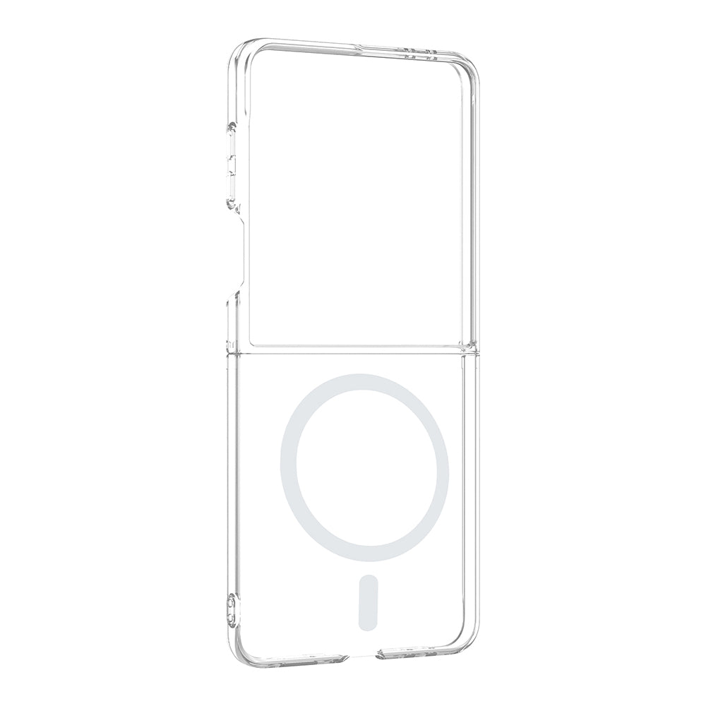 Galaxy Z Flip 7 Kamera Korumalı M-Safe Şarj Özellikli Şeffaf Zore London Sert PC Kapak