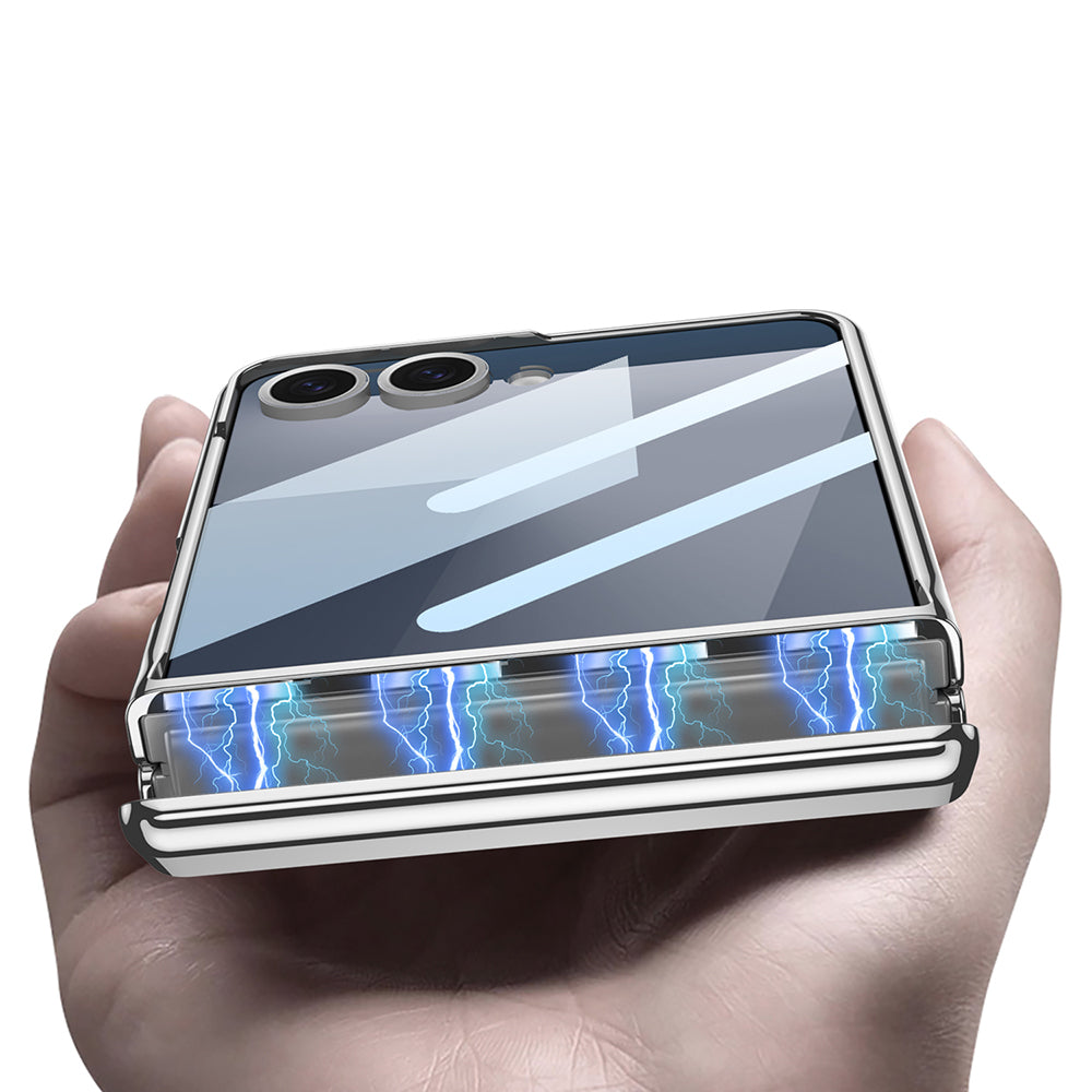 Galaxy Z Flip 7 Kılıf Kamera Korumalı Şeffaf Tasarımlı Zore Lego Standlı Kapak