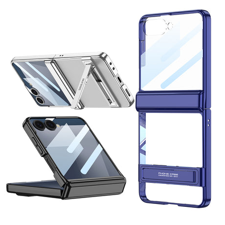 Galaxy Z Flip 7 Kılıf Kamera Korumalı Şeffaf Tasarımlı Zore Lego Standlı Kapak