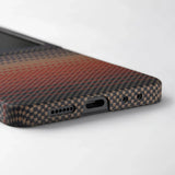 Galaxy Z Flip 7 Kılıf M-safe Şarj Özellikli Aramid Fiber Pitaka Tactile Woven Sunset-Moonrise Serisi Kapak