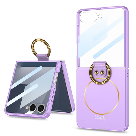 Galaxy Z Flip 7 Kılıf M-safe Şarj Özellikli Zore Kıpta Yüzüklü Flip Sert Kapak