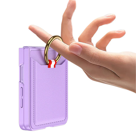 Galaxy Z Flip 7 Zore Kıpta Yüzüklü Kartlıklı Kapak