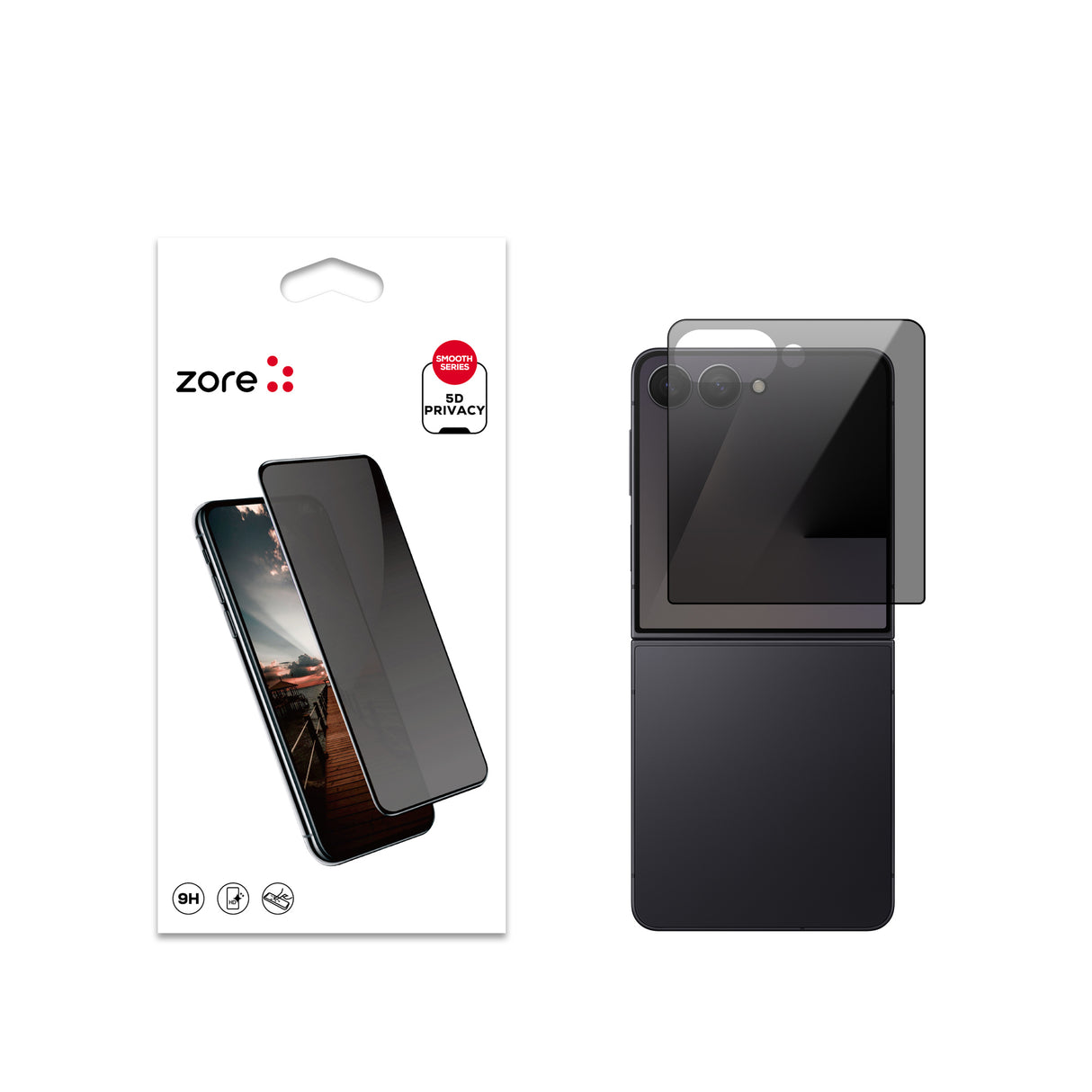 Galaxy Z Flip 7 Zore New 5D Privacy Temperli Ekran Koruyucu