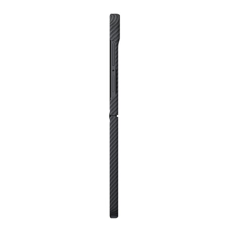 Galaxy Z Flip 8 Kılıf M-safe Şarj Özellikli 600D Aramid Karbon Fiber Pitaka Edge Serisi Black-Grey Twill Kapak