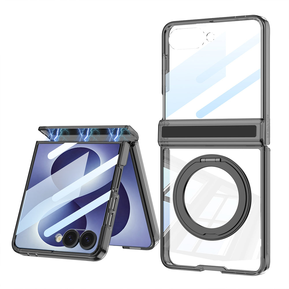 Galaxy Z Flip 8 Kılıf M-safe Şarj Özellikli Zore Kıpta KPT-05 Ring Standlı Sert PC Kapak