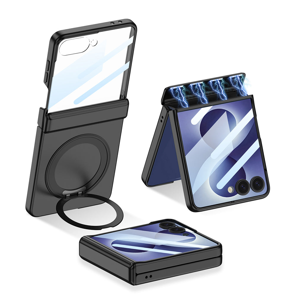 Galaxy Z Flip 8 Kılıf M-safe Şarj Özellikli Zore Kıpta KPT-06 Ring Standlı Kapak