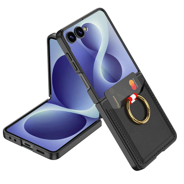 Galaxy Z Flip 8 Zore Kıpta Yüzüklü Kartlıklı Kapak