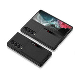 Galaxy Z Fold 4 Kılıf Karbonfiber Arka Yüzey Zore Kartlıklı Kıpta Silikon Kapak
